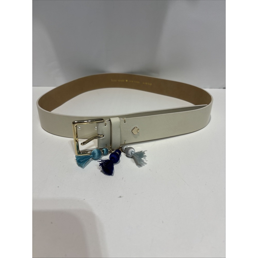 Kate Spade New York In The Loop Ivory Tasseled Adjustable Buckle Logo Women M